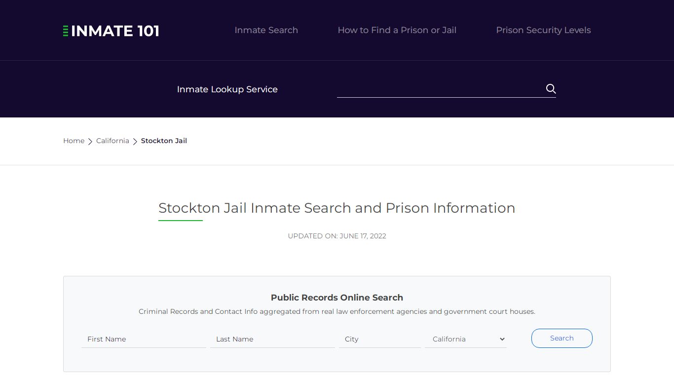 Stockton Jail Inmate Search, Visitation, Phone no ...