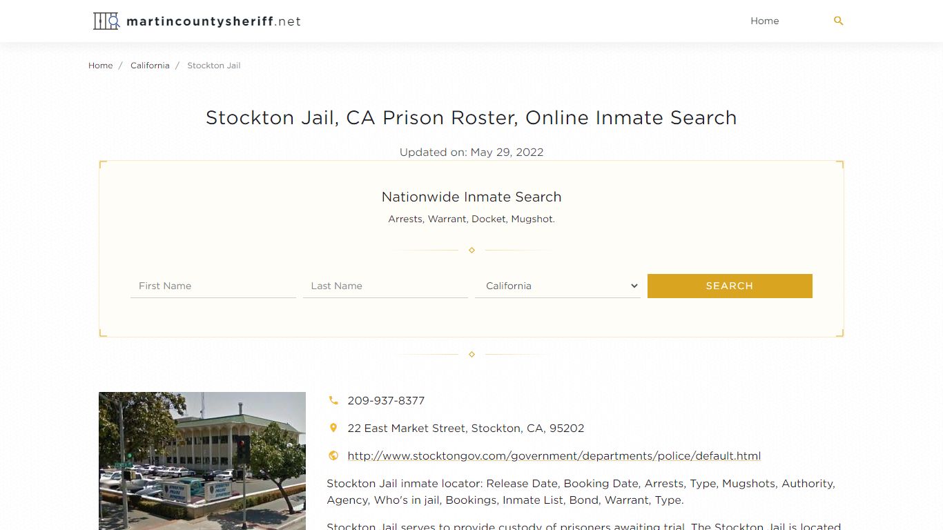 Stockton Jail, CA Prison Roster, Online Inmate Search ...